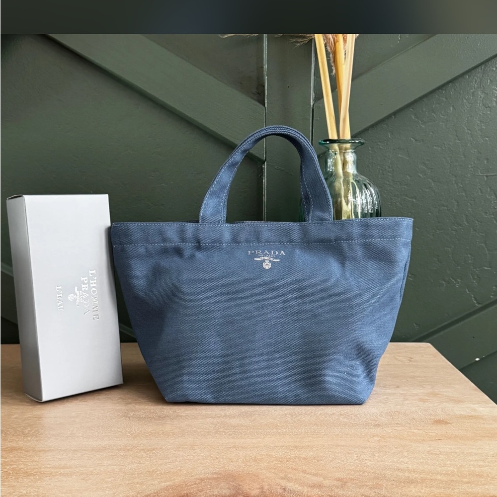 GWP- Prada Navy Canvas Handbag with box